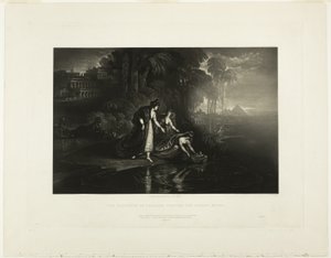 La figlia del Faraone trova il piccolo Mosè, da Illustrazioni della Bibbia da John Martin