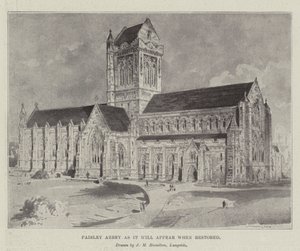 Abbazia di Paisley come apparirà quando restaurata da John McLure Hamilton