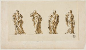Progetto di monumento funerario: Quattro figure femminili in lutto drappeggiate