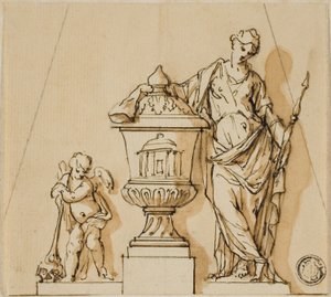Progetto per un Monumento Funerario con Fato, Putto e Urna