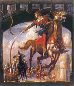 Robin Hood inseguito dai soldati normanni da John Millar Watt