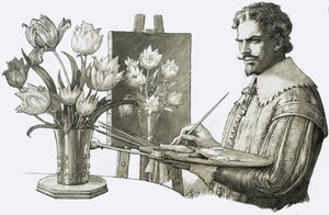 Artista non identificato che dipinge fiori da John Millar Watt