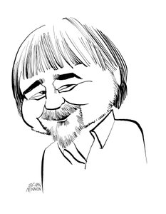Alan Bleasdale caricatura, drammaturgo televisivo inglese: b da John Minnion