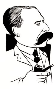 Edward Elgar - caricatura con la pipa in mano da John Minnion
