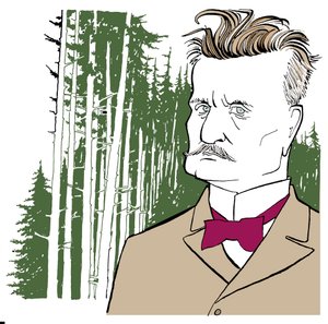 Jean Sibelius sullo sfondo dei boschi finlandesi da John Minnion