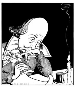 William Shakespeare che scrive una commedia di John Minnion da John Minnion