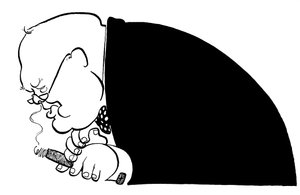 Caricatura di Winston Churchill, politico britannico, primo ministro del Regno Unito dal 1940 al 1945.