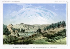 Sorgenti termali alla loro fonte a Lou Lou Fork, Bitterroot Mountains, Montana, USA, 1856 da John Mix Stanley