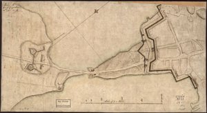 (Piano del "Neck" e delle fortificazioni) Consegnato a S.E. Gl. Gage, 30 giugno. 1775.-J.M. LOC gm71000918