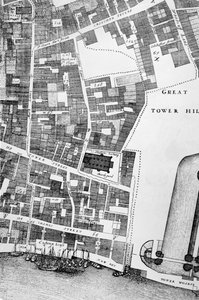 Dettaglio di una grande e accurata mappa della città di Londra