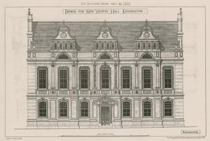 Progetto per la nuova sala parrocchiale, Kensington, Londra da John Oldrid Scott