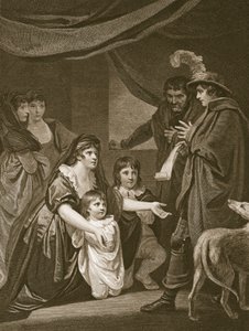 Lady Elizabeth Grey che implora Edoardo IV di proteggere i suoi figli, incisione di W. Bromley, illustrazione da 
