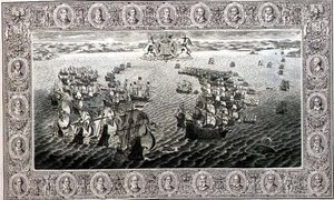 Armada (incisione da un arazzo) da John Pine