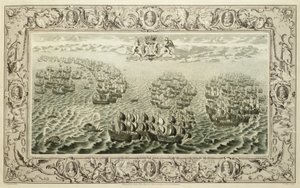 Armada (incisione da un arazzo), 1739 da John Pine