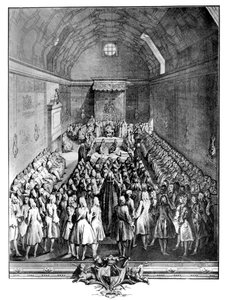 Interno della Camera dei Lord, Westminster, nel 1742, c1902-1905 da John Pine