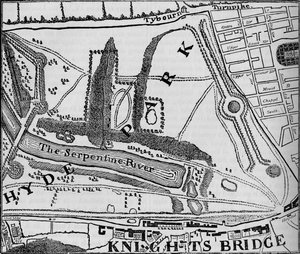 Mappa di Hyde Park, Londra, 1748