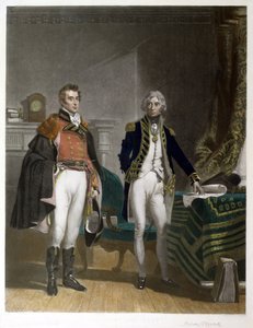 Incontro tra il Maggiore Generale Sir Arthur Wellesley e il Vice Ammiraglio Horatio Nelson, settembre 1805, inciso da Samuel William Reynolds