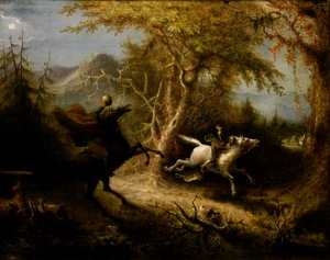 Il Cavaliere Senza Testa che Insegue Ichabod Crane, 1858 da John Quidor