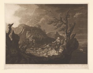 Paesaggio tempestoso con bardo al bordo di una scogliera da John Raphael Smith