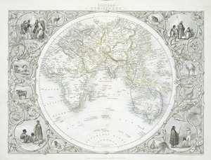 Emisfero orientale, da una serie di mappe del mondo pubblicate da John Tallis und Co., New York und London, 1850s