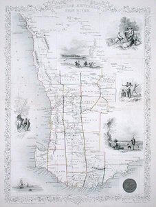 Australia Occidentale, da una Serie di Mappe del Mondo pubblicate da John Tallis & Co., Londra & New York