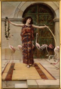 J.R. Waguelin, Donna con fenicotteri rosa da John Reinhard Weguelin