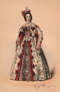 Emily Duchessa di Beaufort in costume per il Ballo in Costume della Regina Vittoria, 12 maggio 1842, 1843 da John Richard Coke Smyth