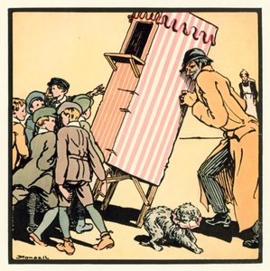 Kensington Rhymes: Lo spettacolo di Punch e Judy (litografia a colori) da John Robert (after) Monsell
