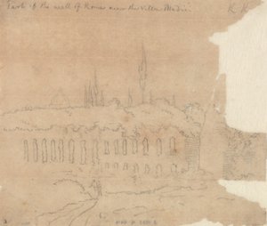 Parte del muro di Roma vicino a Villa Medici da John Robert Cozens