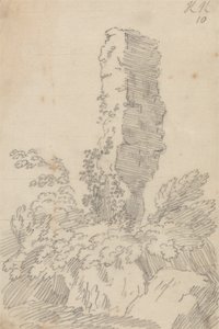 Roccia e alberi perpendicolari da John Robert Cozens