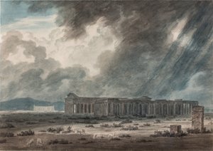Rovine di Paestum vicino a Salerno: I Tre Templi da John Robert Cozens