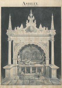 Chiesa di Ashley - Tomba di Ashley: disegno a penna e lavaggio, nd [?19° sec]