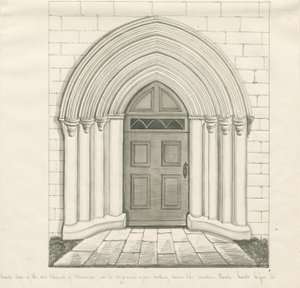 Chiesa di Uttoxeter - Porta sud: disegno a penna e seppia, nd [?metà 19° sec] da John Robert Fernyhough