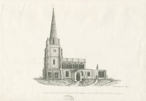 Chiesa di Uttoxeter [Vecchia]: disegno a penna e inchiostro, 1836 da John Robert Fernyhough