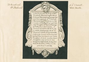 Chiesa di Whitmore - Targa per Mrs. Elizabeth Mainwaring da John Robert Fernyhough