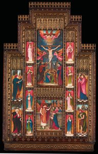 Progetto per il reredos alla Chiesa della Santissima Trinità, Firenze, in cornice revival gotico di Bernini di Firenze da John Roddam Spencer Stanhope