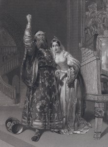 Marino Faliero, Doge di Venezia, minacciando vendetta per la diffamazione di sua moglie, Aluycia Gradenigo da John Rogers (after) Herbert