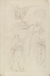 Disegno di Abramo che si separa dagli angeli da Benozzo Gozzoli, 1845 da John Ruskin