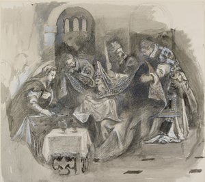 Disegno della Circoncisione di Tintoretto nella Scuola Grande di San Rocco, agosto 1869 da John Ruskin