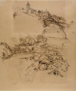Friburgo, Svizzera: Schizzo a penna, luglio o agosto - settembre 1856 da John Ruskin