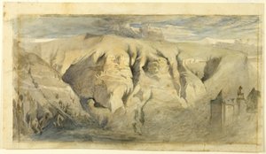 Mont Saleve, 1840 ca. (acquerello su grafite su carta ondulata crema, steso su carta ondulata crema) da John Ruskin