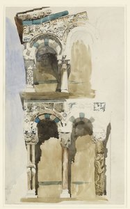 Parte della facciata della distrutta Chiesa di San Michele in Foro, Lucca, schizzata a colori, 30 giugno - 1 luglio 1846 da John Ruskin