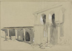 La Grande Piazza a Torcello, 1850 (penna, inchiostro e lavaggio su grafite con gouache su carta marrone)