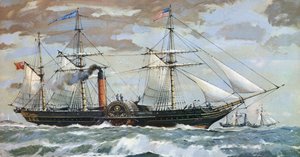Il Britannia di Samuel Cunard (litografia a colori)