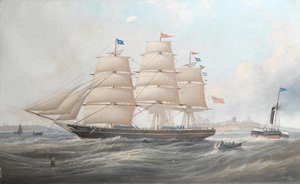 La nave Utinia al largo di Tynemouth da John Scott