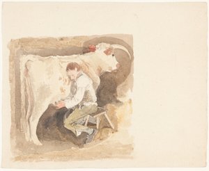 Ragazzo che munge una mucca da John Sell Cotman