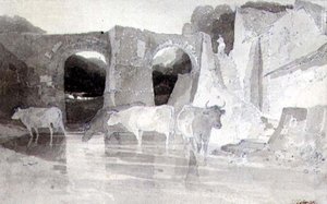 Bovini in un fiume da John Sell Cotman
