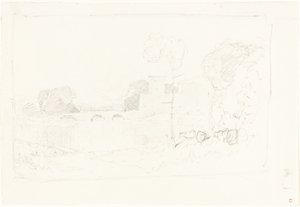 Schizzo di paesaggio con ponte e castello da John Sell Cotman