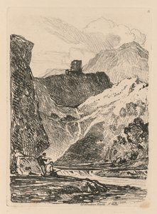 Liber Studiorum: Tavola 12, Castello di Dolbadern, Lago Llanberris, Galles del Nord
