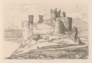 Liber Studiorum: Tavola 25, Castello di Harlech, Galles del Nord, 1838 da John Sell Cotman